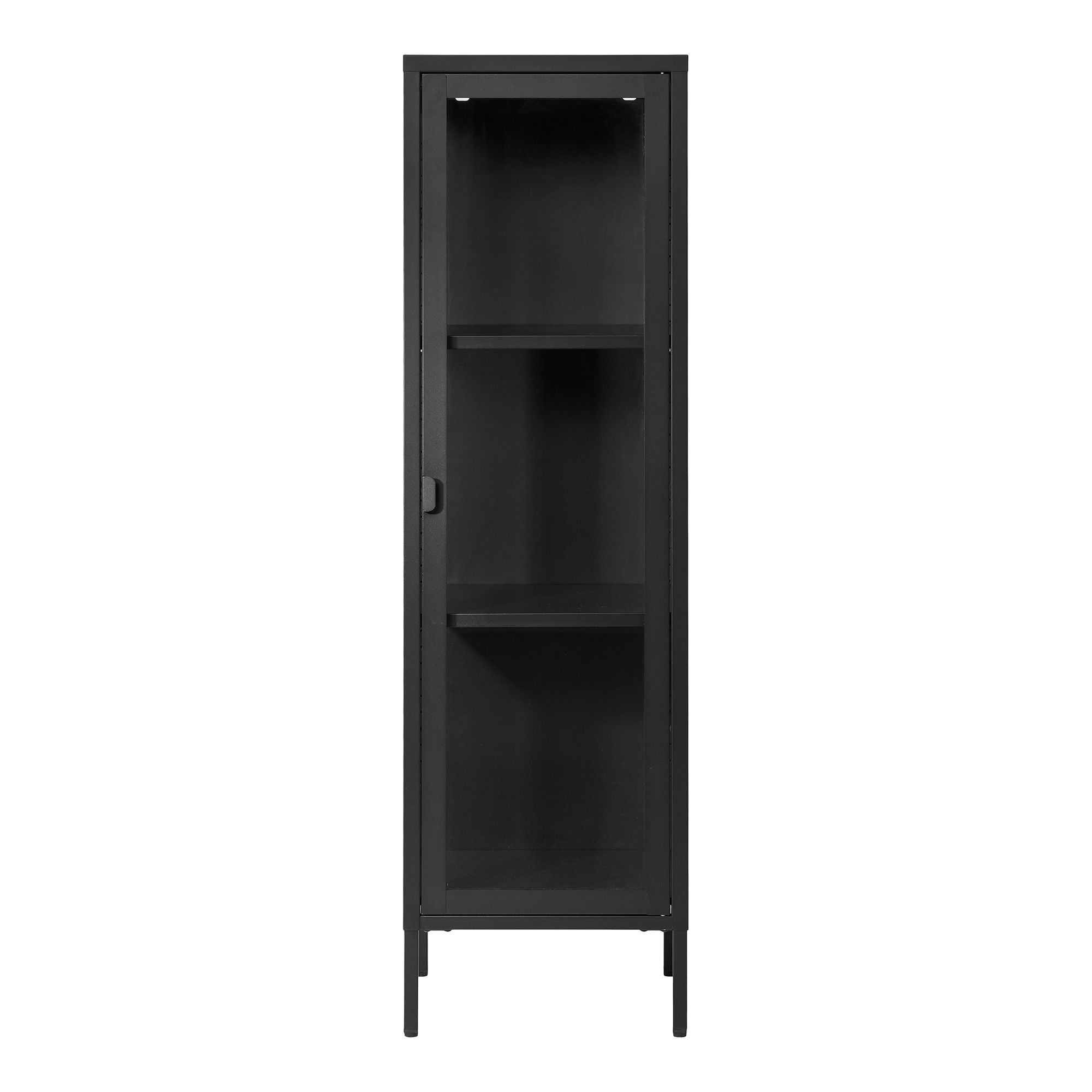 Brisbane – Schmaler Vitrinenschrank mit Glastür, Stahl & Glas, 40 × 35 × 140 cm